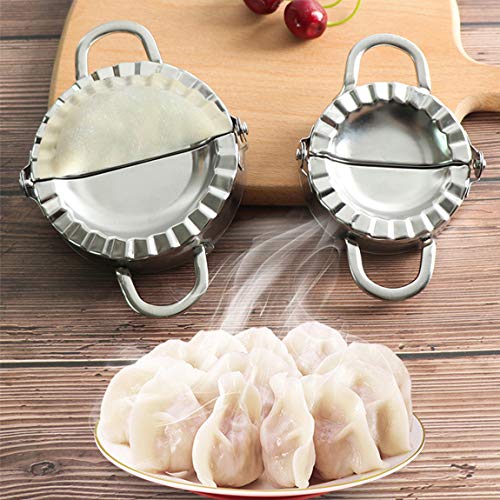 5 Pieces Stainless Steel Dumplings Maker, 2 Dumpling molds (9.5 cm, 7.5 cm) 3 Dumpling Skin Maker (9.5 cm, 8.5 cm, 7.5 cm) Chinese Dumpling Cutter Pie Ravioli Empanadas Press Mold Kitchen Accessories