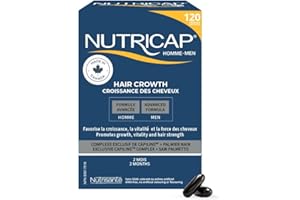Nutricap for Men Hair Growth - Made In Canada - Hair Vitality and Strength for Men - Biotin, Saw Palmetto, Horsetail & Whey E
