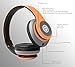 iJoy Bluetooth Headphones Over Ear, Wireless and Wired Foldable Headset Built-in Microphone, FM, Micro SD Card Slot - (Orange) Adults Kids Men Women