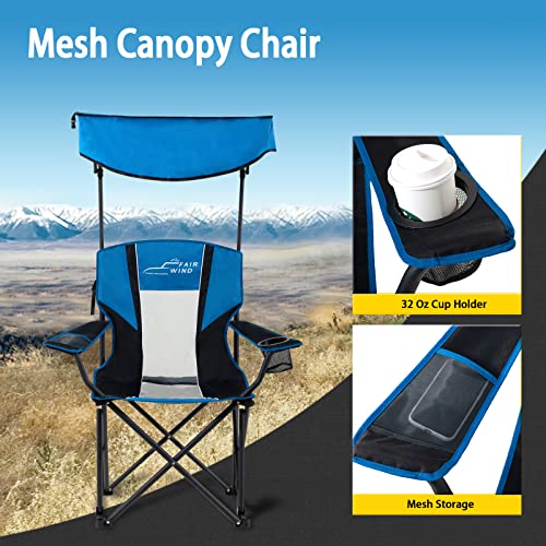 FAIR WIND Oversized Camping Lounge Chair with Adjustable Shade Canopy