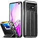 VENA Galaxy S10 Plus Wallet Case, [vCommute] [Military Grade Drop Protection] Flip Leather Cover Card Slot Holder Compatible with Galaxy S10 Plus - Space Gray (PC) / Black (TPU) / Black (Leather)