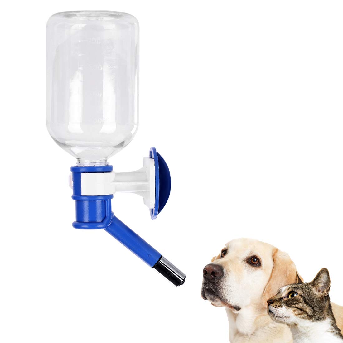 Dog Cat Hanging Water Bottle 500ml Pet Automatic Water Dispenser No-Drip Gravity Water Drinker Feeder for Kennel Cage Crate for Small Medium Puppy Kitten Rabbit Hamster Hedgehog