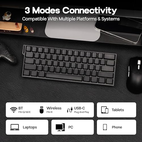 MechLands Aula Mini60 HE PRO Wireless Hall Effect Keyboard, 4000mAh, SOCD & DKS, Magnetic Gaming Keyboard with Fast Trigger, Adjustable Actuation, 8K Polling, RGB Backlit, Sound Dampening (Black)