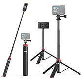 UURig Extendable Selfie Stick Tripod for GoPro Max Hero 10 9 8 7 6 5 4, DJI Osmo Action, Insta 360 One R and More Action Camera(50.7'')