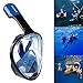 UooCooL 180° Full Face Snorkel Mask- Panoramic view Snorkeling Mask For Adults And Kids, Breathe freely With Anti Fog And Anti Leak Design, See More with a Larger Viewing Area (Black-Blue, S/M)