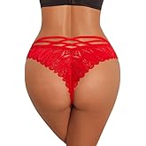 Avidlove Womens Underwear Lace Cheeky Panties Criss Cross Back Bikini Thongs Sexy Undies