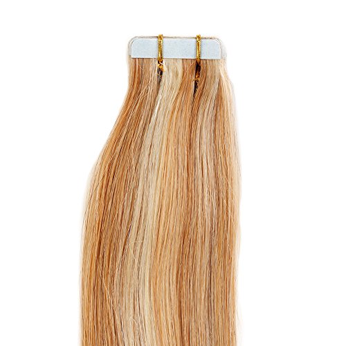 Tape in Hair Extensions Human Hair 20 inch 50g/pack 20pcs Seamless Skin Weft Remy Straight Hair P27/613# Strawberry Blonde - Thumbnail 4