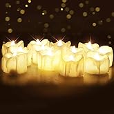 Homemory 12-Pack Battery Tea Lights with Timer Built in, Auto-On 6H Daily | Flickering Flameless LED Tealight Votive Candles for Lanterns, Centerpieces, Mantels and Traditional Decor, No Remote