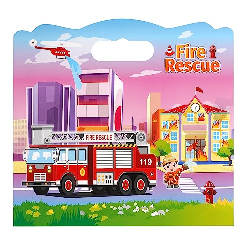 Reusable Fire Truck Sticker Book for Toddlers and Kids | Ages 2-4, 3-5 | Fire Rescue Stickers Activity for Boys and Girls 1-3,4-8 | Quiet Busy | Road Trip Car Airplane Travel Essentials.