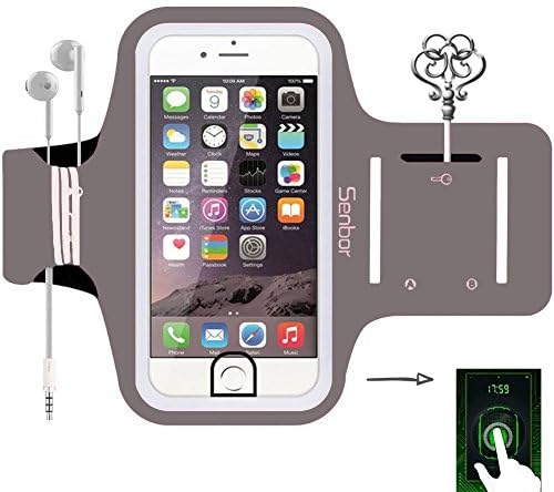 Sports Armband, Sweatproof Running Exercise Gym Fitness Cellphone Sportband bag with [ Fingerprint Touch ][ Key Holder ][ Card Slot ] for iPhone 8, 7 Plus 6 6s Plus Samsung Galaxy S8 S7 Edge Note LG