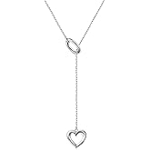 Long Necklace 925 Sterling Silver Adjustable Y Shaped Lariat Chain Necklace for Women Girls