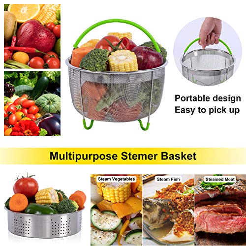 PentaQ 22 Pieces Instant Pot Accessories for 5/6/8 Quart, Pressure Cooker Accessories Set Green - 2 Steamer Baskets, Egg Bites Mold, 7 Inch Springform Pan, Egg Rack, Magnetic Cheat Sheets