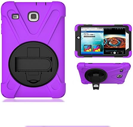 CCMAO Galaxy Tab E 8.0 Case,[Hand Strap][Kickstand]360 Degree Rotating Durable Layer Full-Body Protective Case For Samsung Galaxy Tab E 32GB SM-T378 /Tab E 8.0-Inch SM-T375 /SM-T377 Tablet (purple)