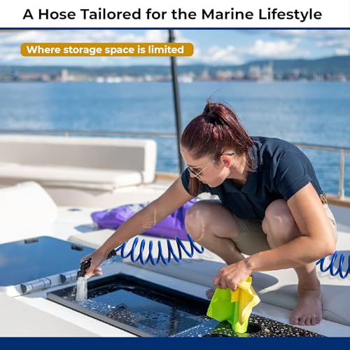 SpringHose Boat Washdown Hose with Nozzle, 3/8-in x 15-ft, Blue photo 9
