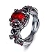 Promise Ring for Her Engagement Rings for Women Birthstone CZ Rings Black Gold Plated Wedding Bands for Lady Girl, Red and Purple