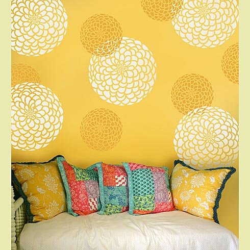 Flower Stencil Zinnia Grande size XSM - Reusable wall stencils better than wall decals