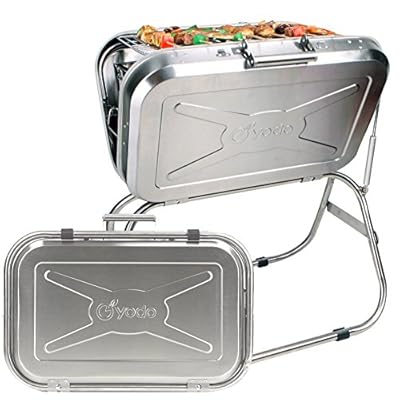 Yodo Portable Folding Camping Grill Charcoal Barbecue Grill for 2-4 Person Tailgate Roadtrip Backpacking Party, Made of Premium Stainless Steel