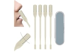 TOPALIVING Upgraded 2-in-1 Manual Nose Trimmer, Double Sided Nostril Hair Remover Tool 360 Rotating Nose Cleaner, Easy to Use for Women & Men (4PCS - Beige)