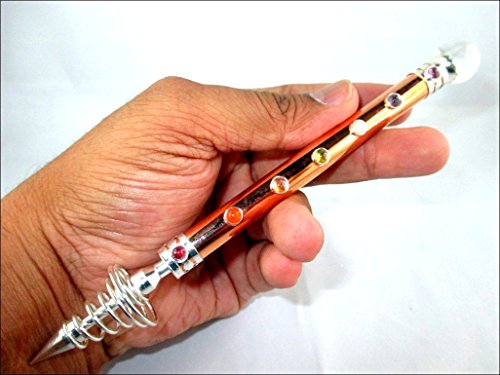 Jet Copper Chakra Pointed Stick Approx. 6.5 inch Crystal Ball Spring Coil Point Energized Charged Cleansed Programmed Pure Genuine Free Booklet Jet International Crystal Therapy Chakra Balancing