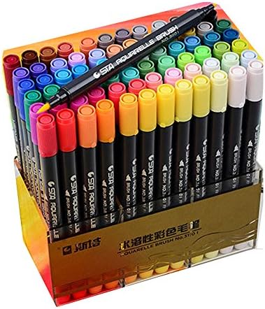 GDpowerseller 12/24/36/48/80 STA Watercolor Brush Pen Cartoon Markers Drawing Pens Graffiti Art Sketch (80 Colors)