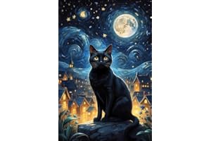 FUINKQE Diamond Art Kits for Adults - Cat Moon Landscape Diamond Painting Kits DIY 5D Full Drill Diamond Dots Paintings with Diamonds Gem Art and Crafts for Home Decor 12x16 Inch