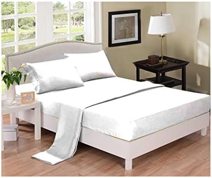 Lavish Linens Ultimate 4 Piece Bedding Sets - 600 TC 100% Egyptian Cotton Hypoallergic Wrinkle &amp; Fade Resistant Premium Quality Bedspreads Short Queen White Solid