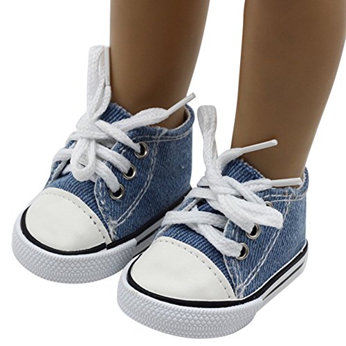 Lace Up Canvas Shoes Accessories For American Girl Doll / 18" Dolls (Dark Blue) - Thumbnail 4