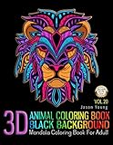 Mandala Coloring Book For Adult - 3D Animal Coloring Book Black Background: 3D Unique Mandala Animal Designs and Stress Relieving Patterns for Adult ... and Patterns Coloring Books for Adults) by 