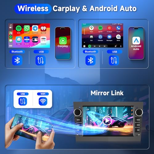 Carplay Car Radio for Opel Astra Meriva Zafira 2003-2011, Android Car Radio, 7 Inch Touchsreen with Android Auto/WiFi/GPS/RDS/FM/Bluetooth/USB+Rear View Camera, Grey