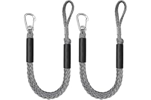 45 5ft Marine Bungee Dock Line 2PCS Mooring Rope with Safety Features for Kayak and Boat Use (gray)