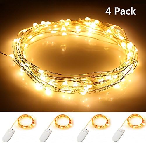 4 Pack Fairy String Lights 30 LED 9.8ft Fairy Lights Battery Starry String Lights Copper Wire Lights Firefly Lights LED Moon Lights for DIY Christmas Thanksgiving Costume Decoration (Warm White)