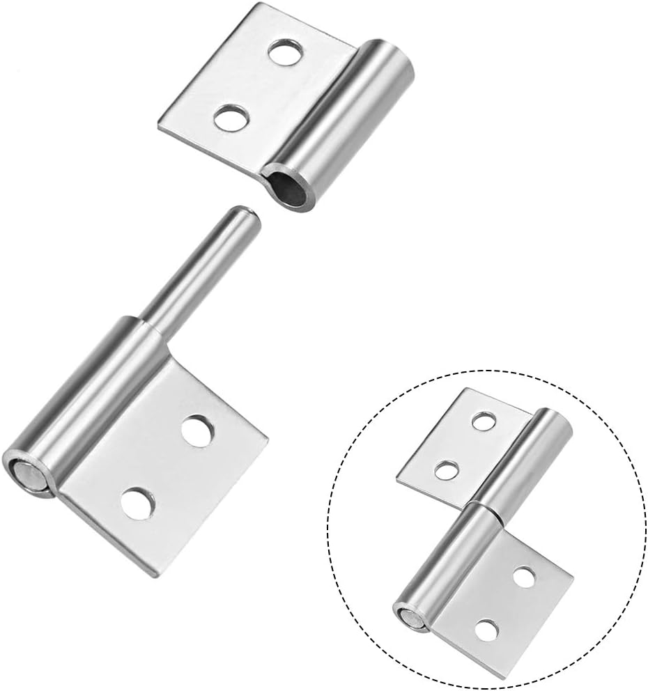 sourcing map 2inch Long Steel Small Slip Joint Flag Hinge - Lift Off Left Handed Lid Door 2pcs, Silver, 2 inch,2 pcs(Left) - Image 4