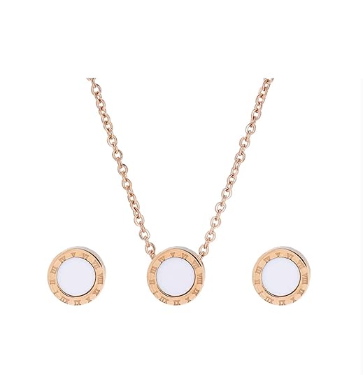 Schmuckset RosegoldSchmuck Set Damen Rosegold, Halskette mit Anhänger und Ohrstecker, Schmuckset filigran Rose Gold