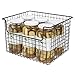 mDesign Metal Kitchen Pantry Food Storage Organizer Basket - Farmhouse Grid Design with Open Front for Cabinets, Cupboards, Shelves - Holds Potatoes, Onions, Fruit - 12