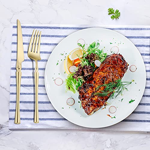 YYJT Gold Flatware Set, 20Piece 18/10 Stainless Steel Silverware Set