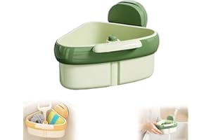BUSYLIVE Corner Sink Strainer,2025 New Suction Cup Press Sink Strainer Basket,Automatic Dumping food Waste Catcher for Sink,Faucet Sponge Storage Rack,Corner Sink Trash Catcher for Food Waste (Green 1PCS)