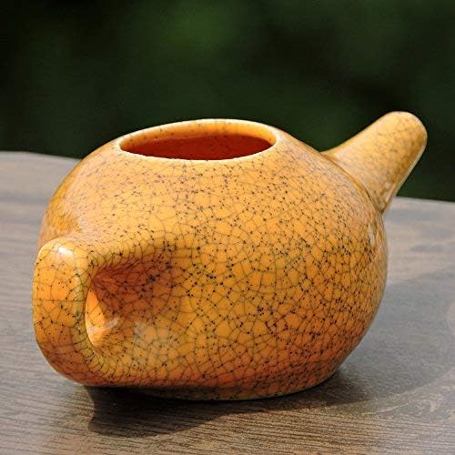 Ancient Impex Ceramic Neti Pot (270 Ml Capacity) with 5 Sachets of Neti Salt + Instructions Leaflet, Orange - Image 5