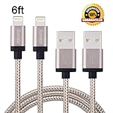 Sunnest 2 Pack 6ft 8 Pin Lightning Cable with Aluminum Connector Extra Long Nylon Braided Syncing and Charging Cord Wire for iphone 6s, 6s plus, 6plus, 6,5s 5c 5,iPad Mini, Air,iPad5,iPod on iOS9