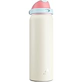 POWCAN 40 oz Large Water Bottle with Handle for Sports: Quick Open Straw and Spout Lid, Leakproof, Carry Handle, Vacuum Insulated Flask with straw for Hiking, Outdoors, Workout, Travel (Breezy Sunday)