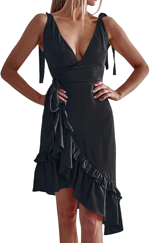 sleeveless ruffle hem bodycon dress
