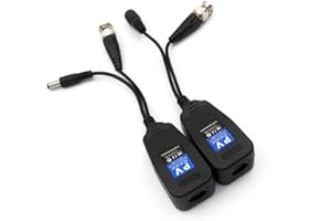 COLORCUBE HD-CVI/TVI/AHD Passive Video Balun with Power Connector and RJ45 CAT5 Data Transmitter 1 Pair Transmitter and Transceiver BNC Twisted Pair