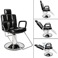 MTFY Hydraulic Barber Chair Classic/Reclining 2 Types Available Salon Spa Shaving Tattoo Haircut Hairdressing Styling Equipment 360 Degree Swivel Black