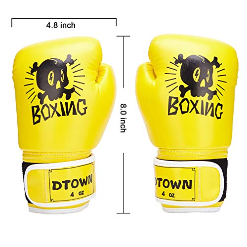 Dtown 4oz Childrens Training Gloves for Boxing Muay Thai Sparring MMA Fighting Gloves PU Leather for Boys Girls