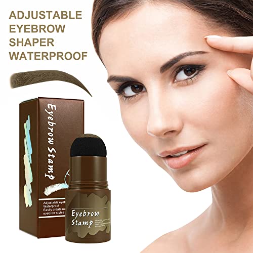 Eyebrow Stamp Kit Waterproof with 10 Reusable Eyebrow Stencil, Lasting, Dark Brown