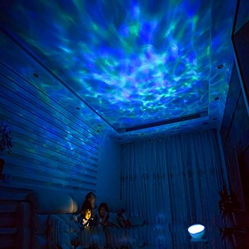[Wall Adapter Included] Remote Control Ocean Wave LED Projector Night Light With 7 Colorful Light Mode and Built-in Music Player Black