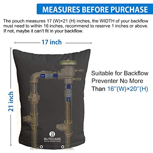 Butecare Backflow Insulation Cover - 17''W x 21''H Water Pipe Insulated Pouch, Sprinkler Valve Cover for Winter Outdoor Freeze Protection