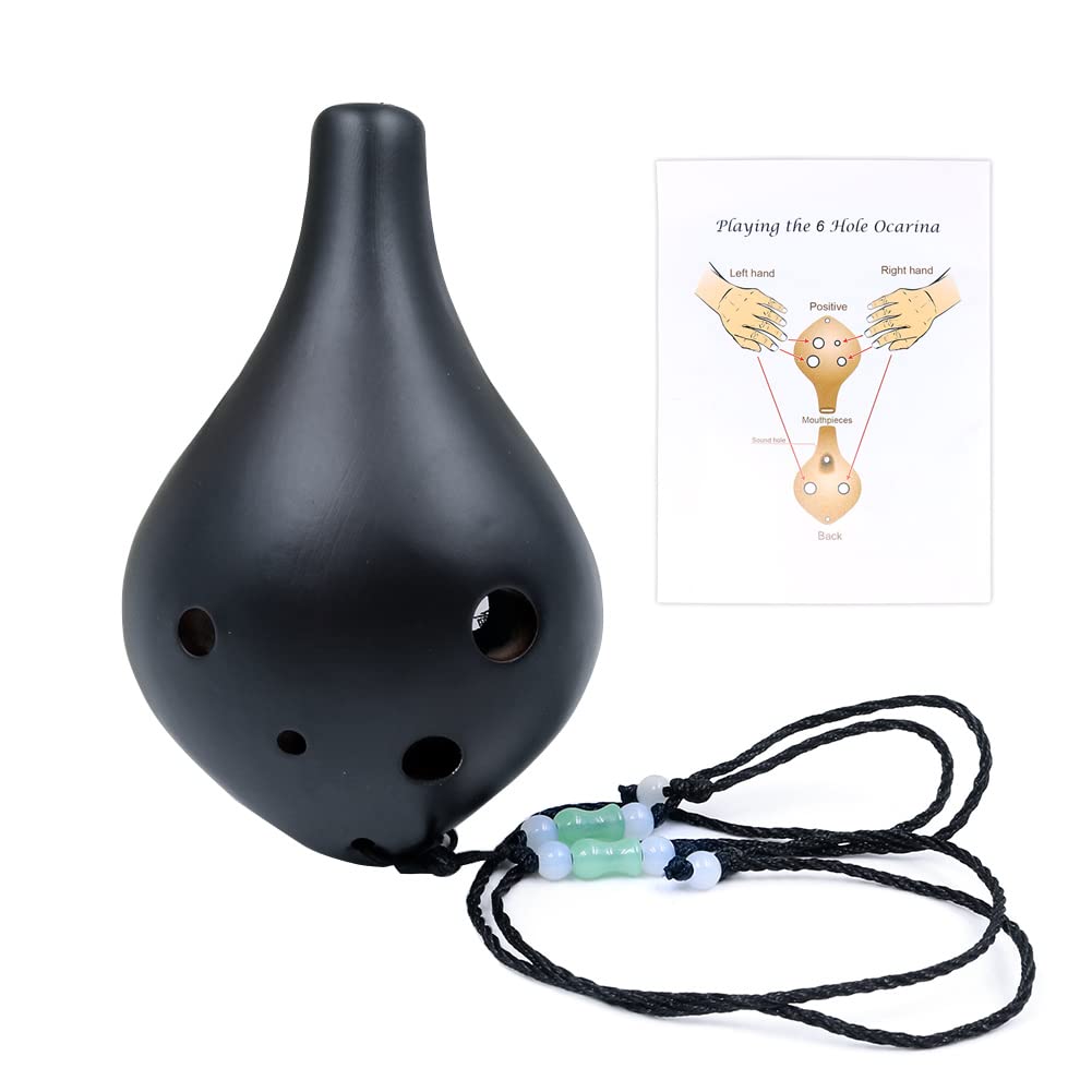 Alnicov 6 Holes Ocarina,Alto C Ceramic Smokey Brown Ocarinas,Glazed Ceramic,Beautiful Design,Perfect for Beginners