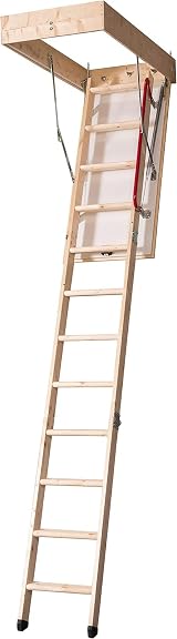DJM Direct Timber Deluxe 3-Section Loft Ladder 1150x575mm Insulated Hatch FSC view 2