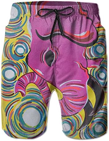 Men's Colorful Original Pink Elephant Painting Stylish Beach Short Boardshot Trunks For Leisure