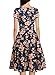 oxiuly Women's V-Neck Cap Sleeve Floral Casual Work Stretchy Swing Dress OX233 (S, Navy Blue Floral)